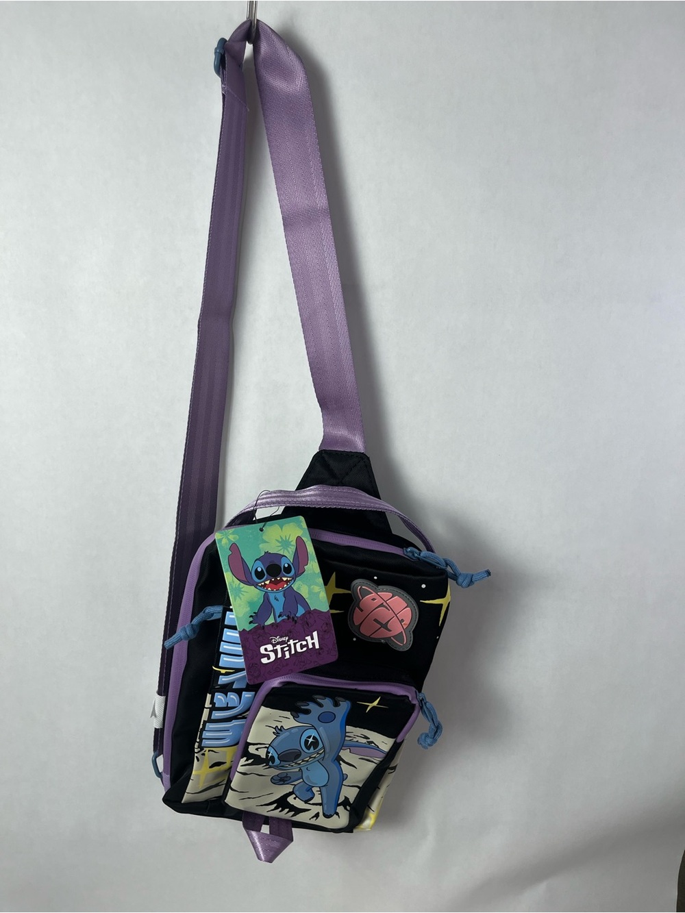 Bioworld Disney Purple and Black Lilo & Stitch Crossbody Bag